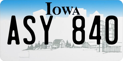 IA license plate ASY840