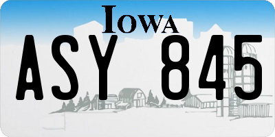 IA license plate ASY845