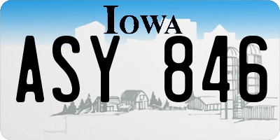 IA license plate ASY846