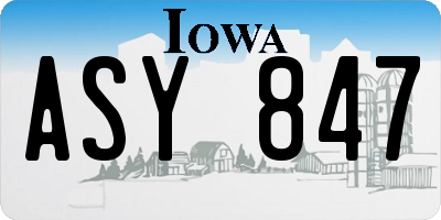 IA license plate ASY847