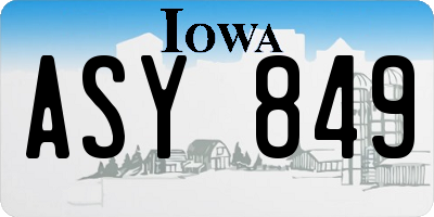 IA license plate ASY849