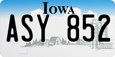 IA license plate ASY852