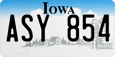 IA license plate ASY854
