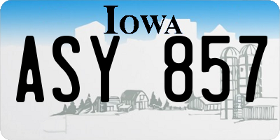 IA license plate ASY857