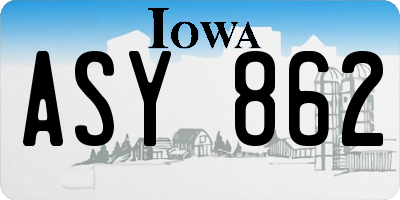 IA license plate ASY862