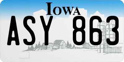 IA license plate ASY863