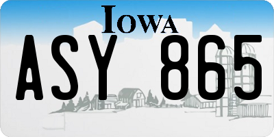 IA license plate ASY865