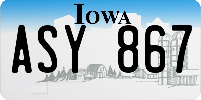 IA license plate ASY867