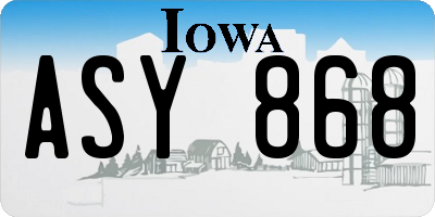 IA license plate ASY868