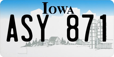 IA license plate ASY871