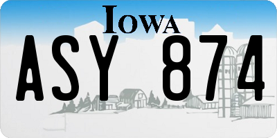 IA license plate ASY874