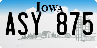 IA license plate ASY875