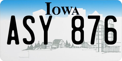 IA license plate ASY876