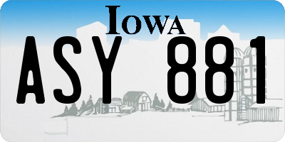 IA license plate ASY881