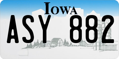 IA license plate ASY882