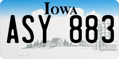 IA license plate ASY883