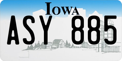 IA license plate ASY885