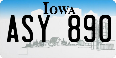 IA license plate ASY890
