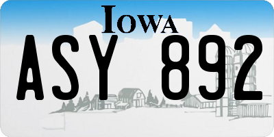 IA license plate ASY892