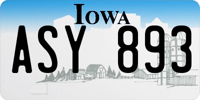 IA license plate ASY893