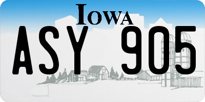 IA license plate ASY905