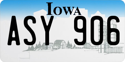 IA license plate ASY906