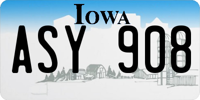 IA license plate ASY908