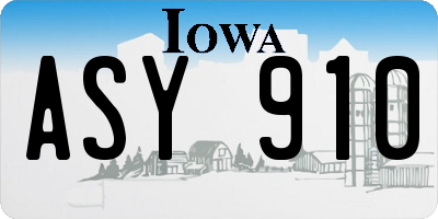IA license plate ASY910