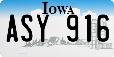 IA license plate ASY916