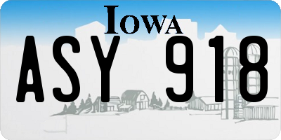 IA license plate ASY918