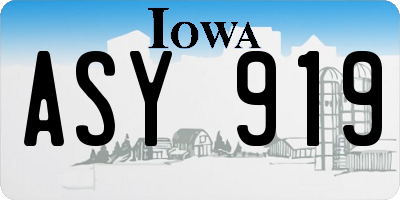 IA license plate ASY919