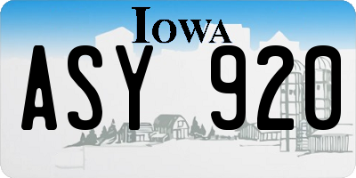 IA license plate ASY920