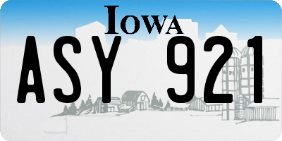 IA license plate ASY921