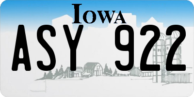 IA license plate ASY922