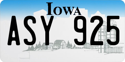 IA license plate ASY925