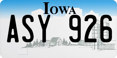 IA license plate ASY926
