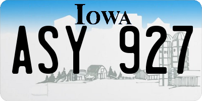IA license plate ASY927