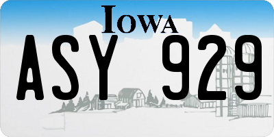 IA license plate ASY929