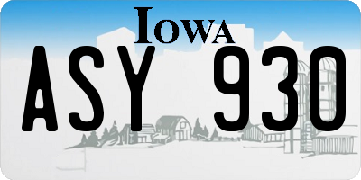 IA license plate ASY930