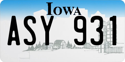 IA license plate ASY931