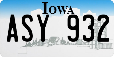 IA license plate ASY932