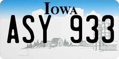 IA license plate ASY933