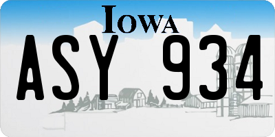 IA license plate ASY934