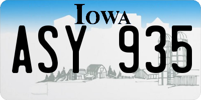 IA license plate ASY935