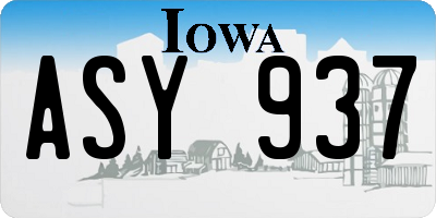 IA license plate ASY937