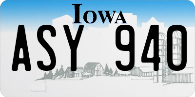 IA license plate ASY940