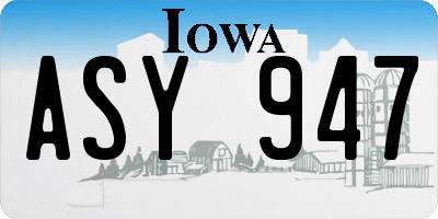 IA license plate ASY947