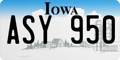 IA license plate ASY950