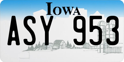 IA license plate ASY953