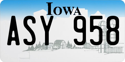 IA license plate ASY958